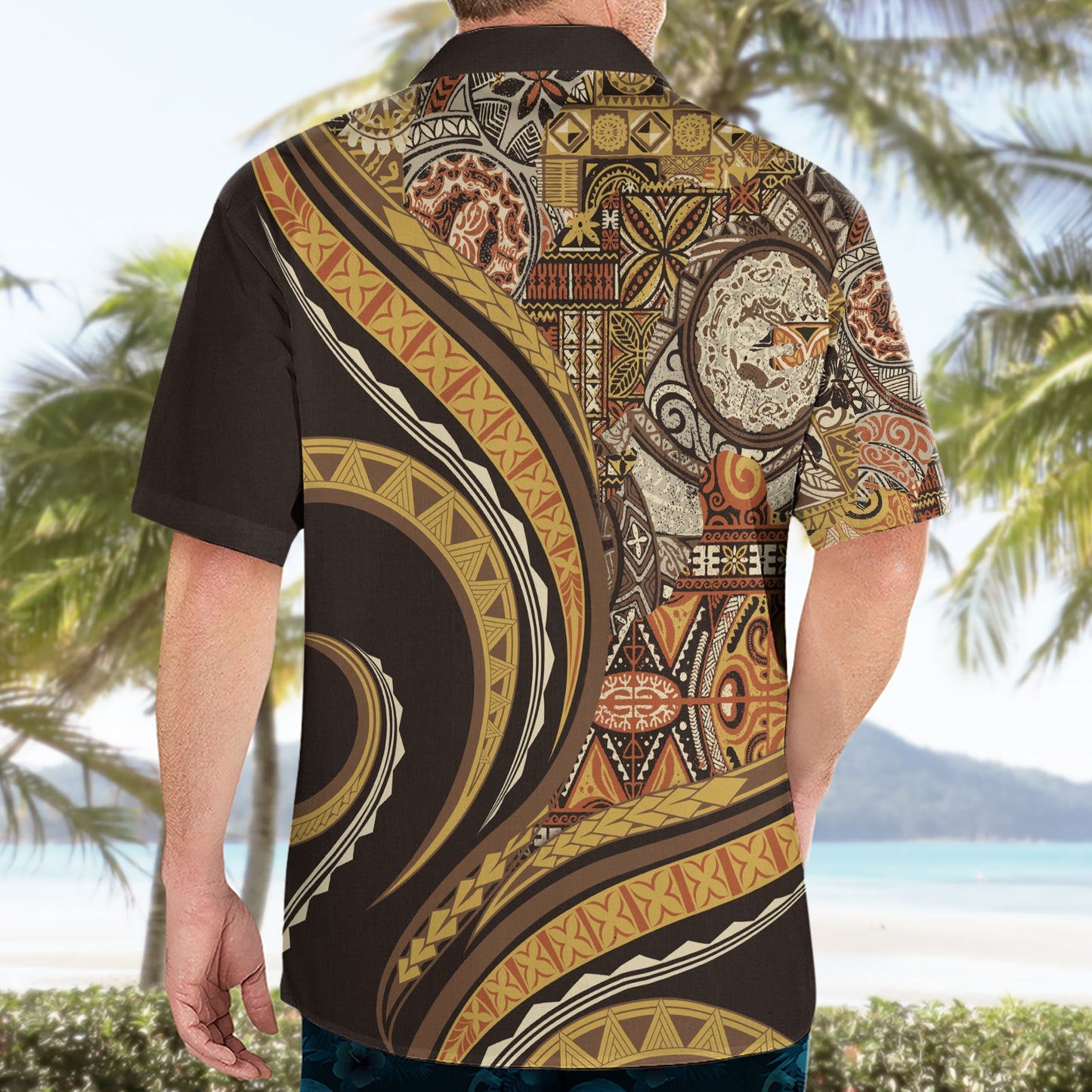Hawaiianisches Hibiskus-Tribal-Hemd mit Vintage-Motiv, Ver 4 LT9