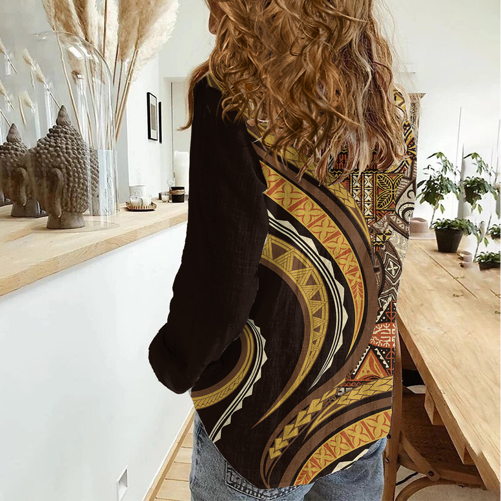 Hawaiian Hibiscus Tribal Vintage Motiv Damen Freizeithemd Ver 4 LT9