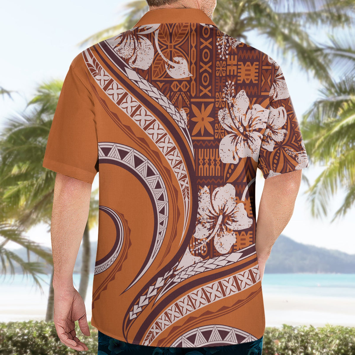 Hawaiianisches Hibiskus-Tribal-Hemd mit Vintage-Motiv, Ver. 5 LT9