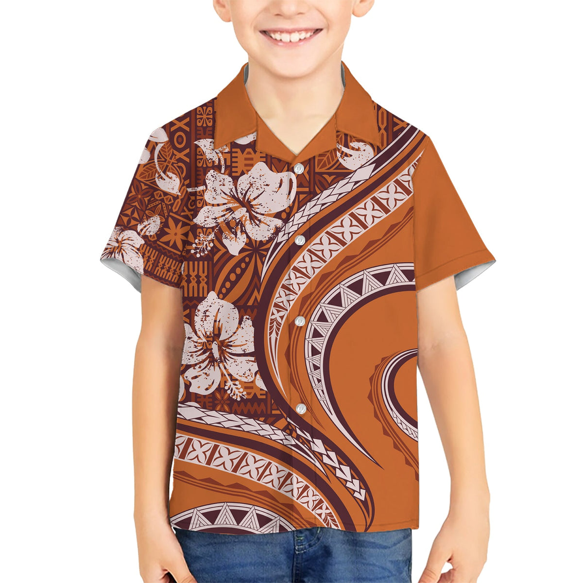 Hawaiianisches Hibiskus-Tribal-Hemd mit Vintage-Motiv, Ver. 5 LT9