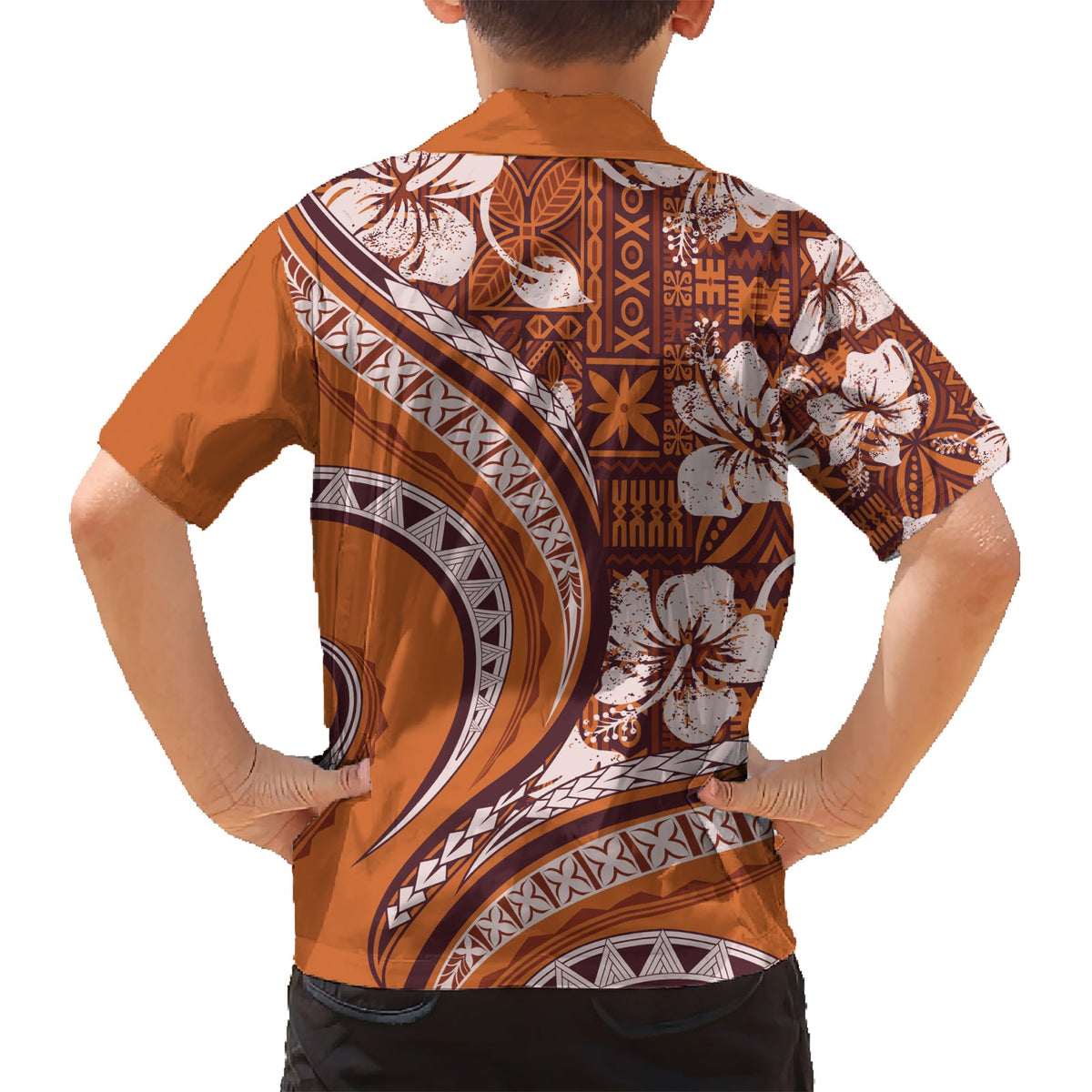 Hawaiianisches Hibiskus-Tribal-Hemd mit Vintage-Motiv, Ver. 5 LT9