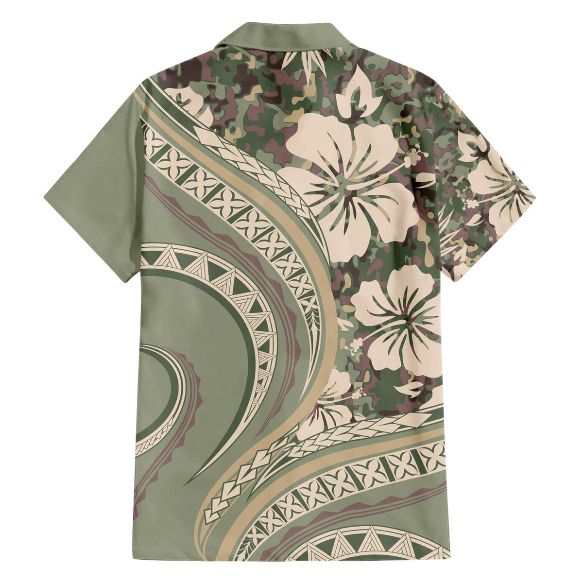 Hawaiianisches Hibiskus-Tribal-Hemd mit Vintage-Motiv, Ver. 6, LT9