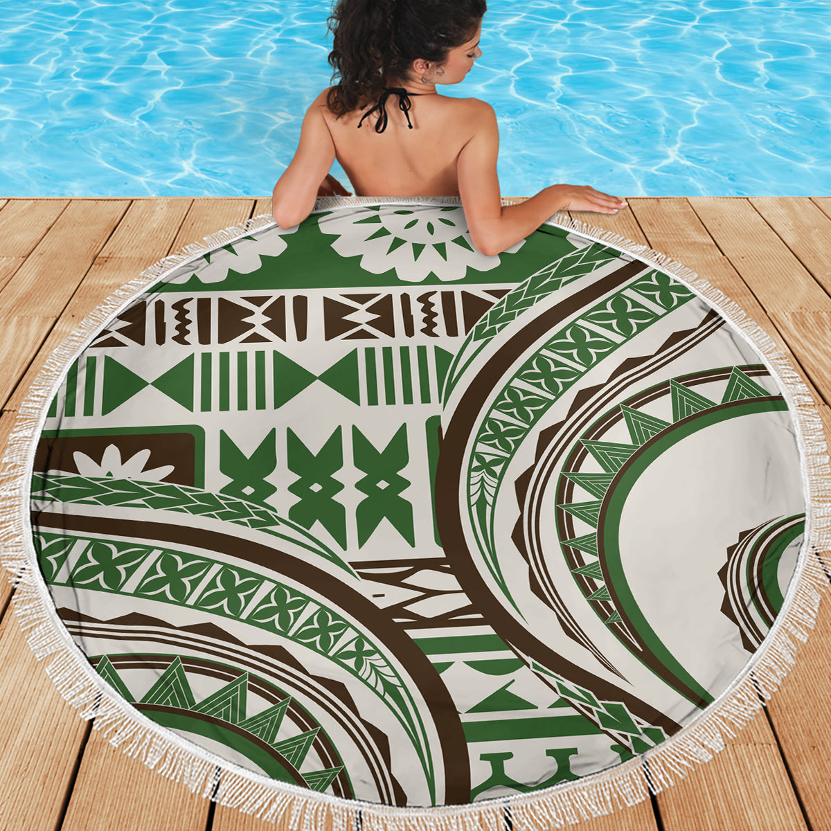 Pacific Beauty Girl Stranddecke Violett Polynesisches Tribal Vintage Motiv LT9