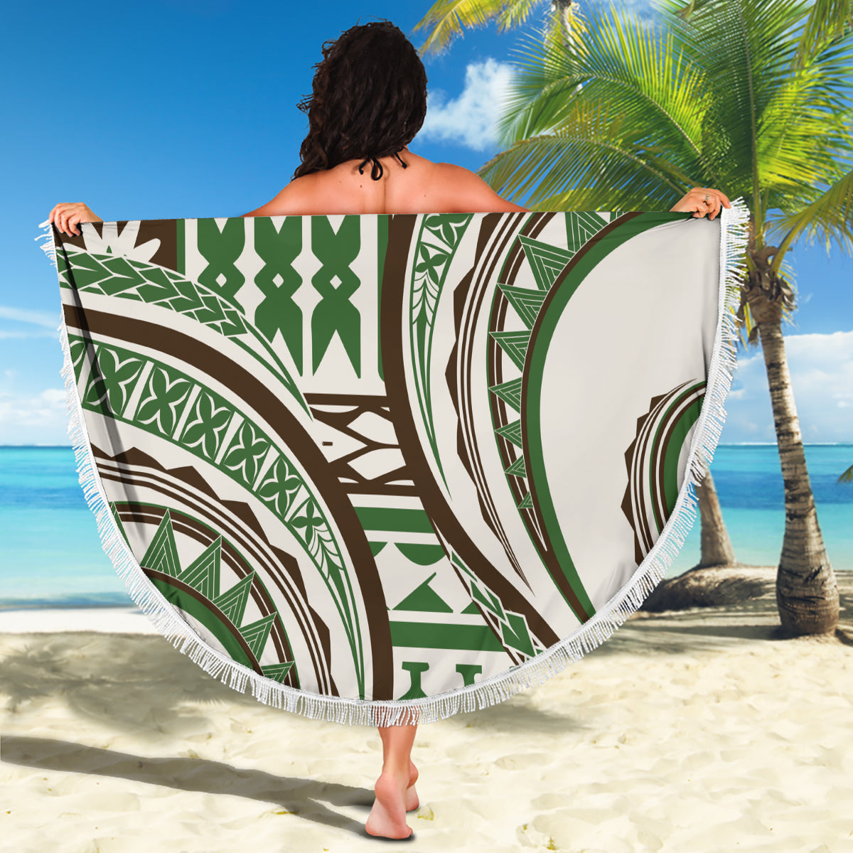 Pacific Beauty Girl Stranddecke Violett Polynesisches Tribal Vintage Motiv LT9