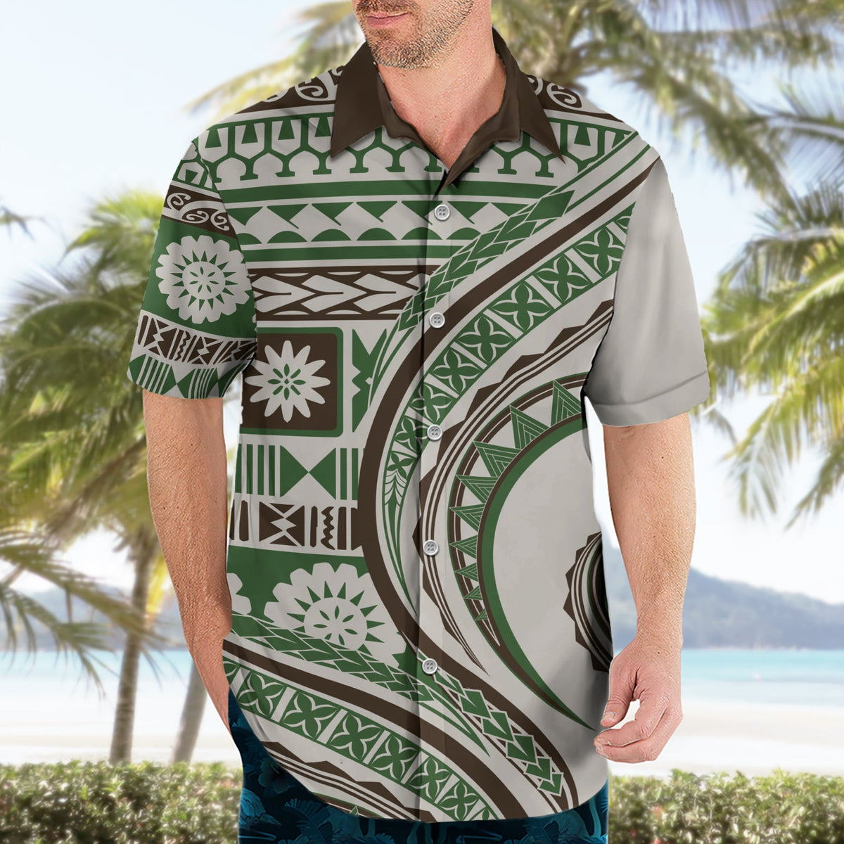 Hawaiianisches Hibiskus-Tribal-Hemd mit Vintage-Motiv, Ver. 7 LT9