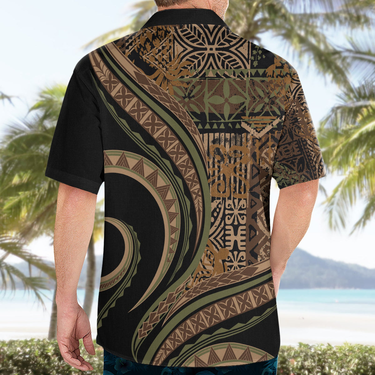 Hawaiianisches Hibiskus-Tribal-Hemd mit Vintage-Motiv, Ver. 8 LT9