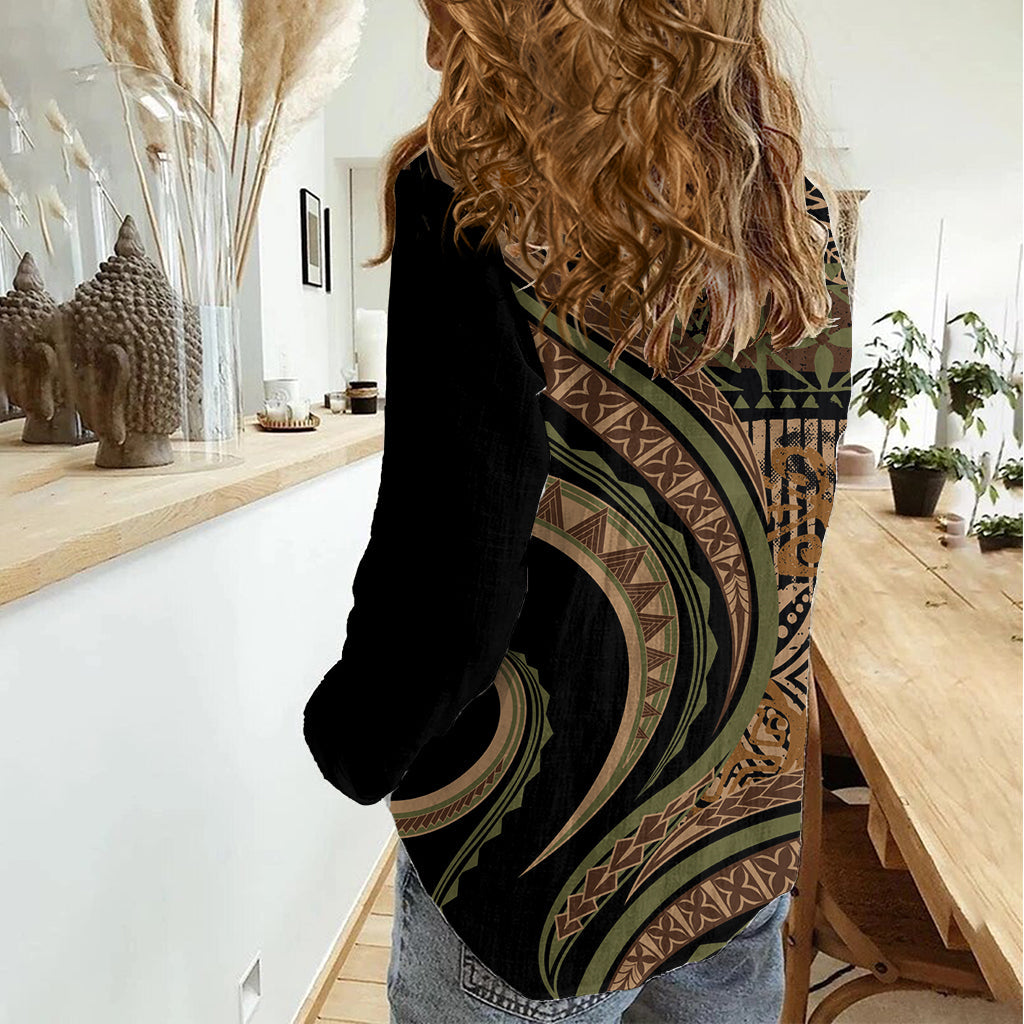 Hawaiian Hibiscus Tribal Vintage Motiv Damen Freizeithemd Ver 8 LT9