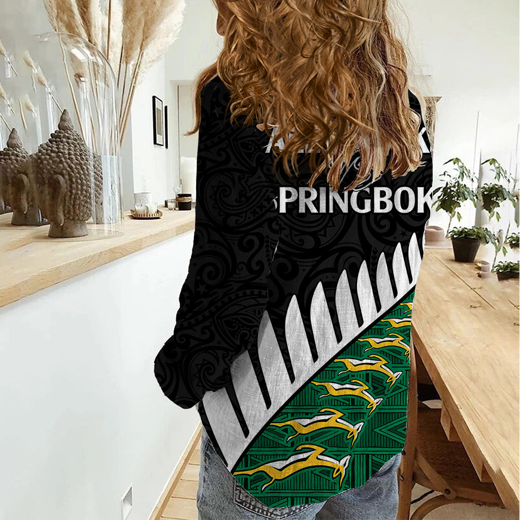 Südafrika und Aotearoa Rugby Damen Freizeitshirt Springboks Black Fern Maori Vibe LT9