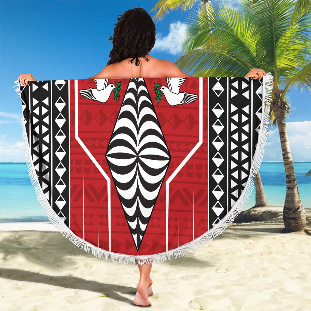 Hawaiian Red Hibiscus Blumen Stranddecke sandfrei Polynesian Muster mit halb schwarz weiß Version LT03