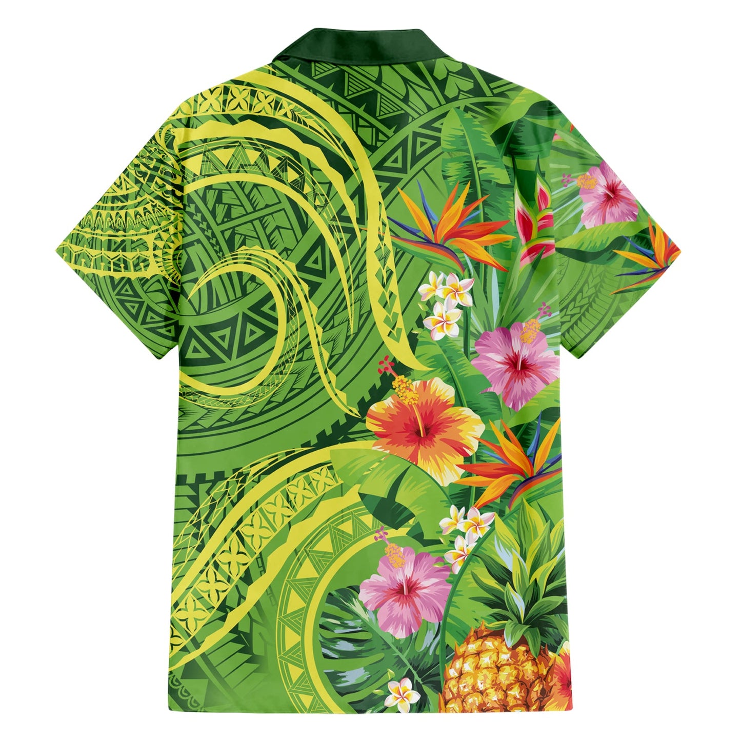 Polynesisches Tribal Blumen Tattoo Hawaiihemd Special Lime Green Vibe LT9