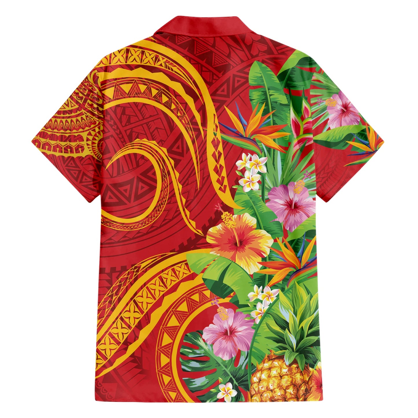 Polynesisches Tribal Blumen Tattoo Hawaiihemd Special Vermilion Vibe LT9