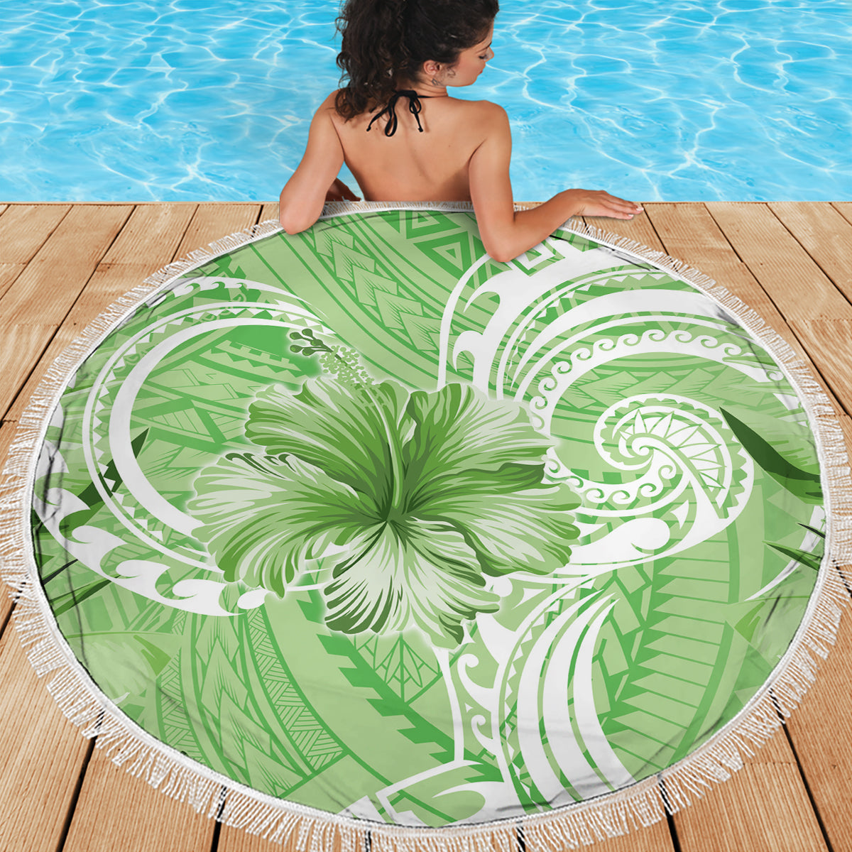 Yap Day Stranddecke Tapa-Muster mit Hisbiscus LT03