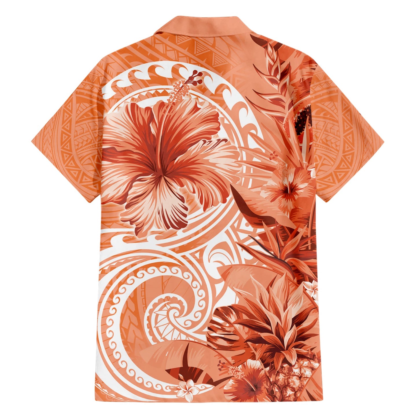 Polynesisches Hibiskusblüten-Tribal-Hawaii-Hemd, Pfirsichfarbe LT9