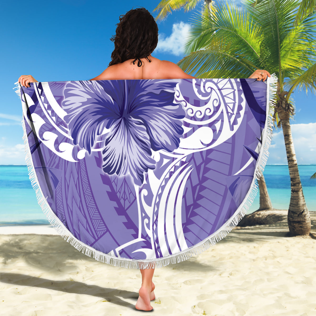 Cook Islands Frauentag Stranddecke mit polynesischem Muster LT05