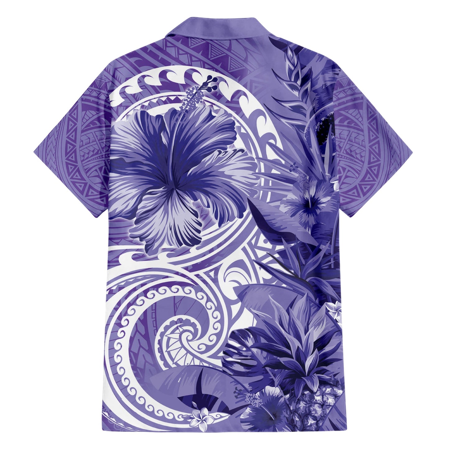 Polynesisches Hibiskusblüten-Tribal-Hawaii-Hemd, violett, LT9