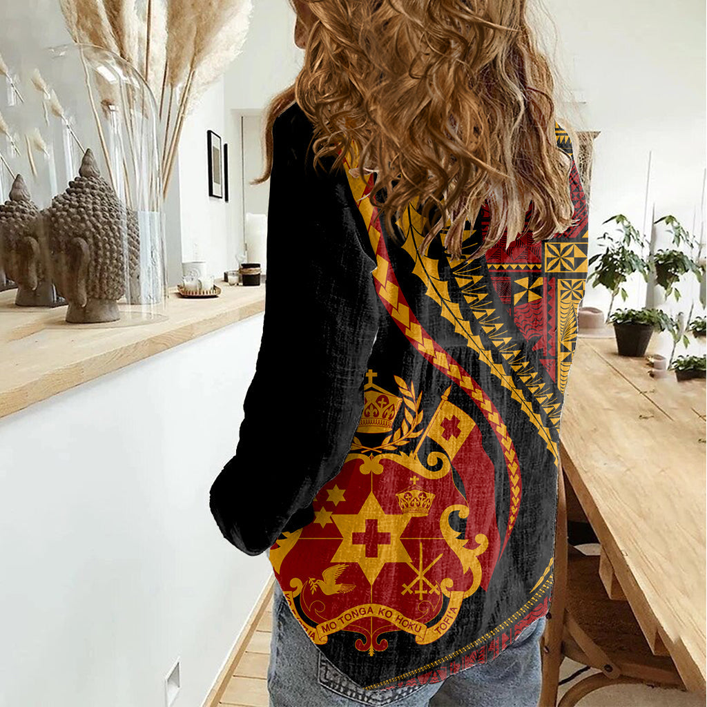 Vintage Tonga Malo E Lelei Ngatu Muster Damen Freizeithemd LT9