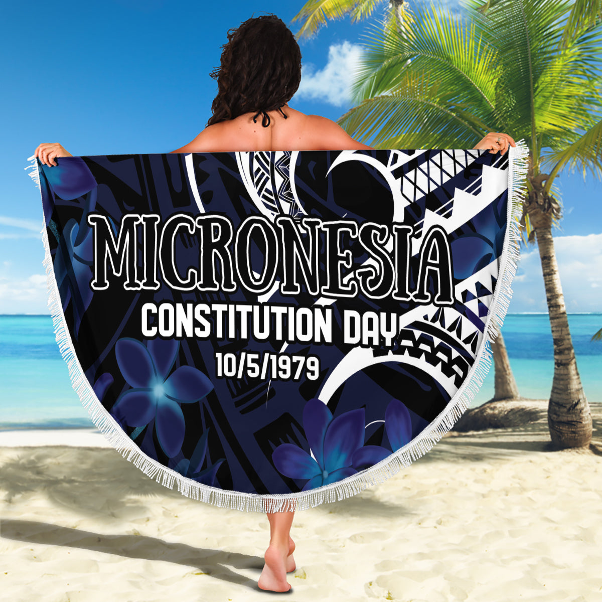 Hawaiianischer Frauentag, Wahine-Stranddecke, starke, schöne Frau mit Kakau-Stil, LT03