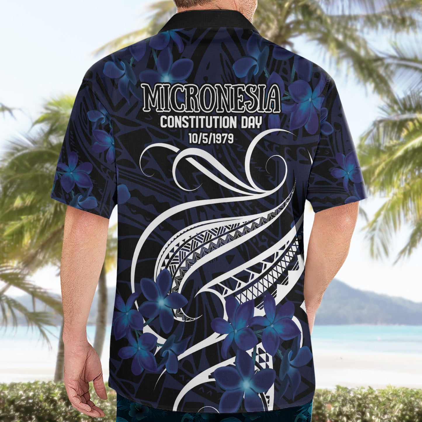 Hawaiihemd zum Verfassungstag von Mikronesien seit 1979 mit polynesischem Hibiskusmuster LT9