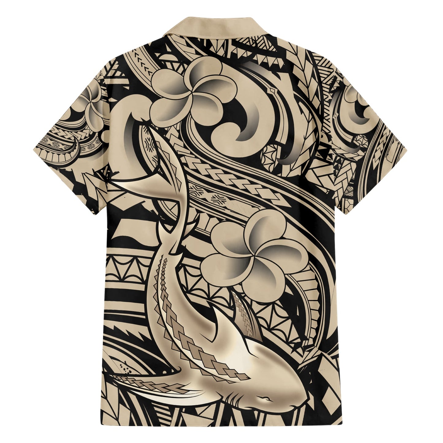 Polynesisches Hai-Tribal-Tattoo-Hawaii-Hemd Beige Style LT9