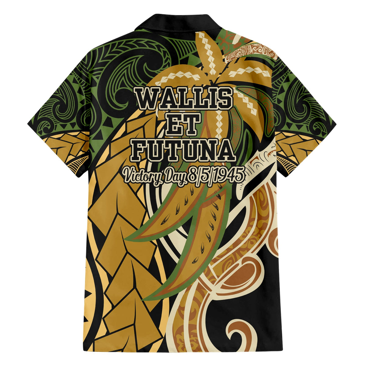 Wallis und Futuna Tag des Sieges Hawaiihemd seit 1945 mit polynesischem Platin-Blumen-Tribal LT9
