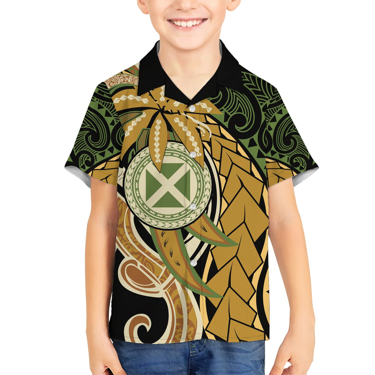 Wallis und Futuna Tag des Sieges Hawaiihemd seit 1945 mit polynesischem Platin-Blumen-Tribal LT9
