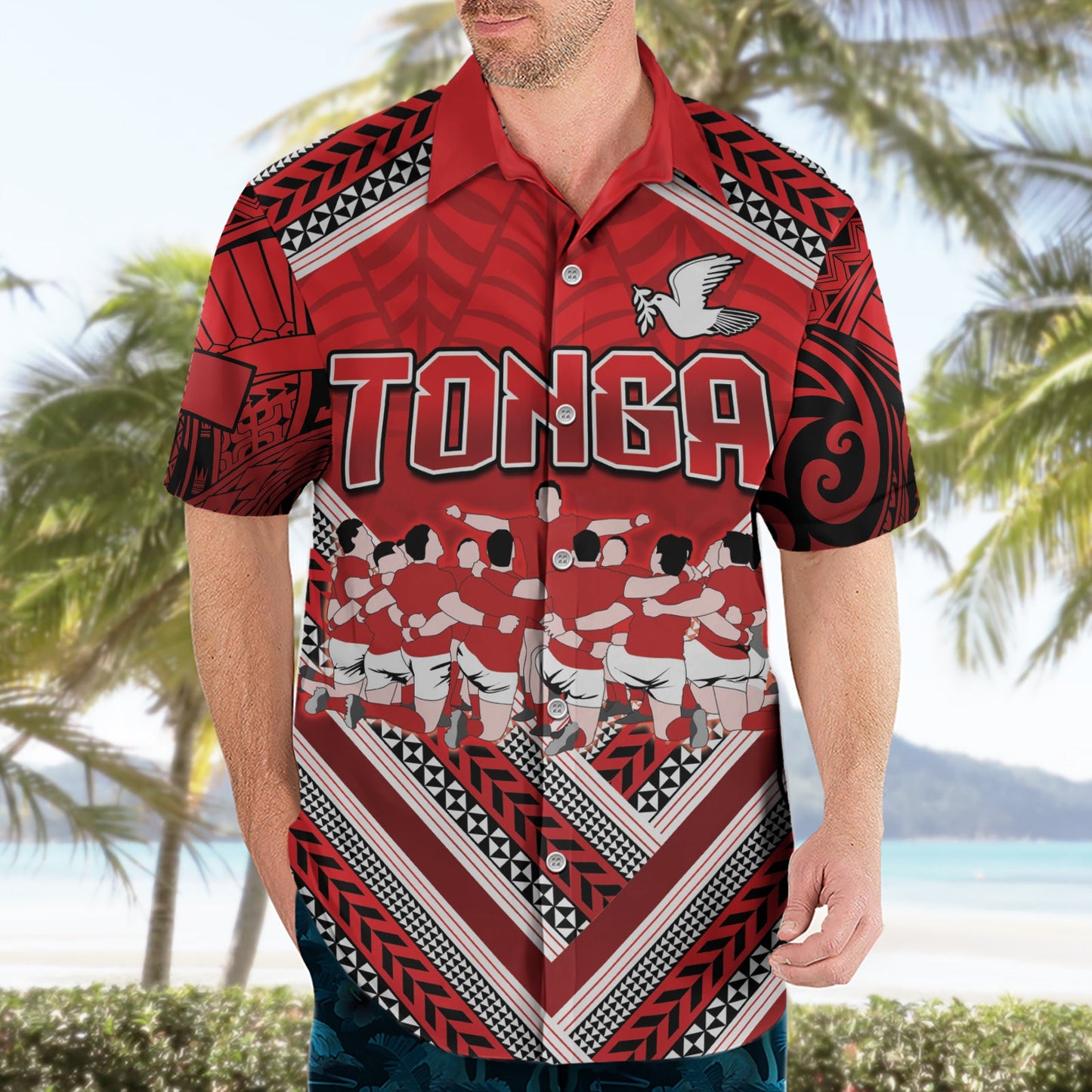 Benutzerdefinierte Tonga Rugby Hawaiian Shirt Tonga Sipi Tau Ngatu Stammes-Muster LT9