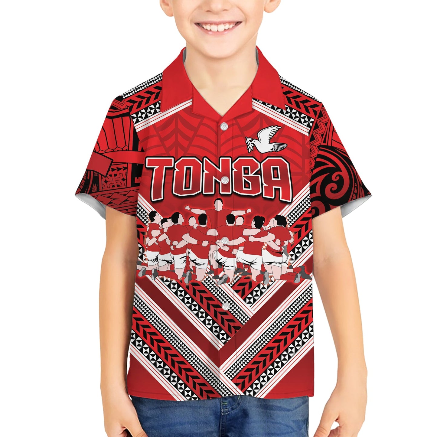 Benutzerdefinierte Tonga Rugby Hawaiian Shirt Tonga Sipi Tau Ngatu Stammes-Muster LT9