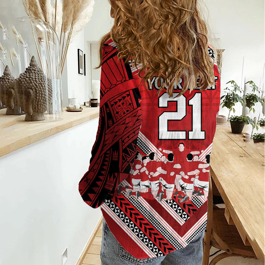 Benutzerdefinierte Tonga Rugby Frauen Casual Shirt Tonga Sipi Tau Ngatu Tribal Muster LT9