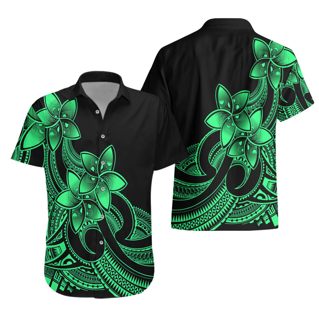 Polynesian Pride Plumeria Blumen Hawaiihemd Polynesian Tribal Green Vibe LT9