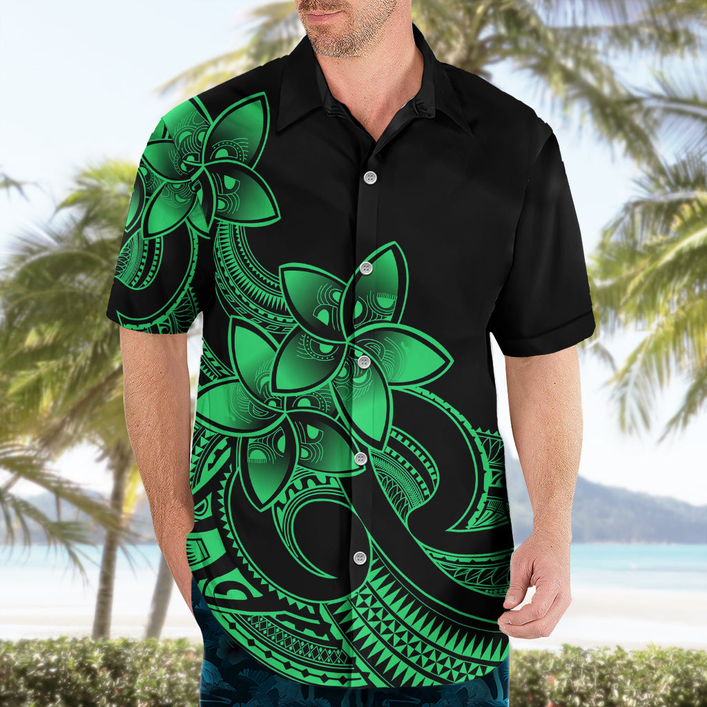 Polynesian Pride Plumeria Blumen Hawaiihemd Polynesian Tribal Green Vibe LT9