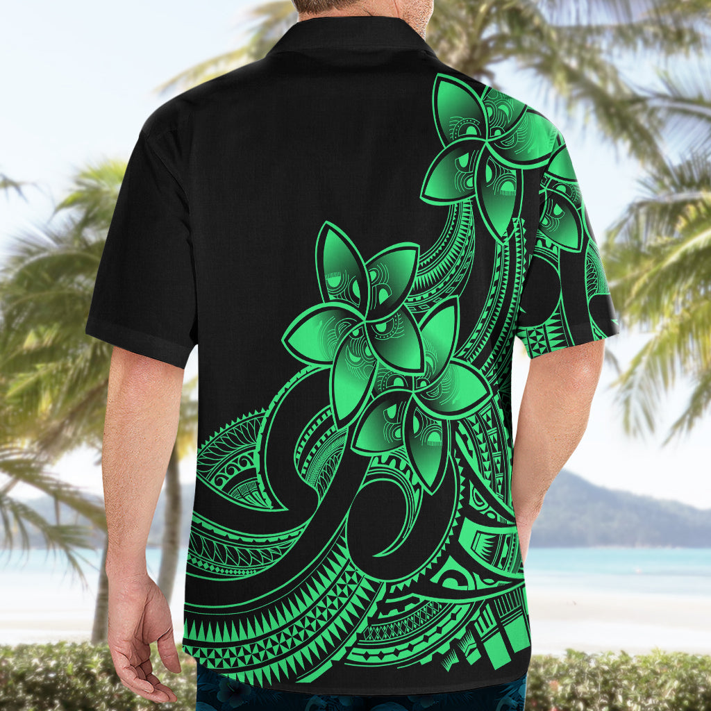 Polynesian Pride Plumeria Blumen Hawaiihemd Polynesian Tribal Green Vibe LT9