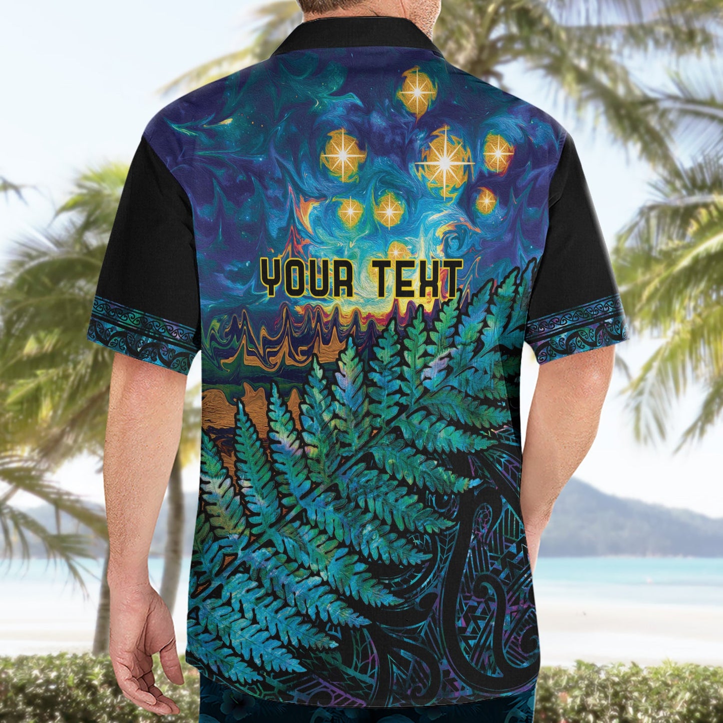 Matariki Te Tau Hou Maori Hawaiihemd Neuseeland Silberfarn Nacht Sternenhimmel LT9