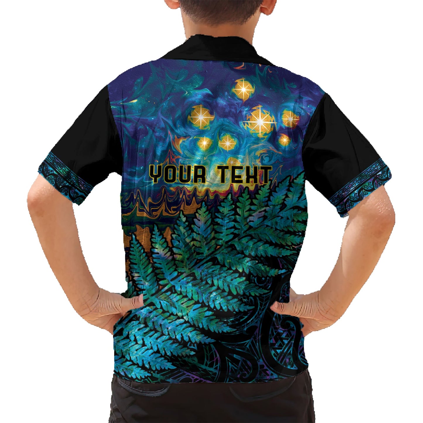 Matariki Te Tau Hou Maori Hawaiihemd Neuseeland Silberfarn Nacht Sternenhimmel LT9
