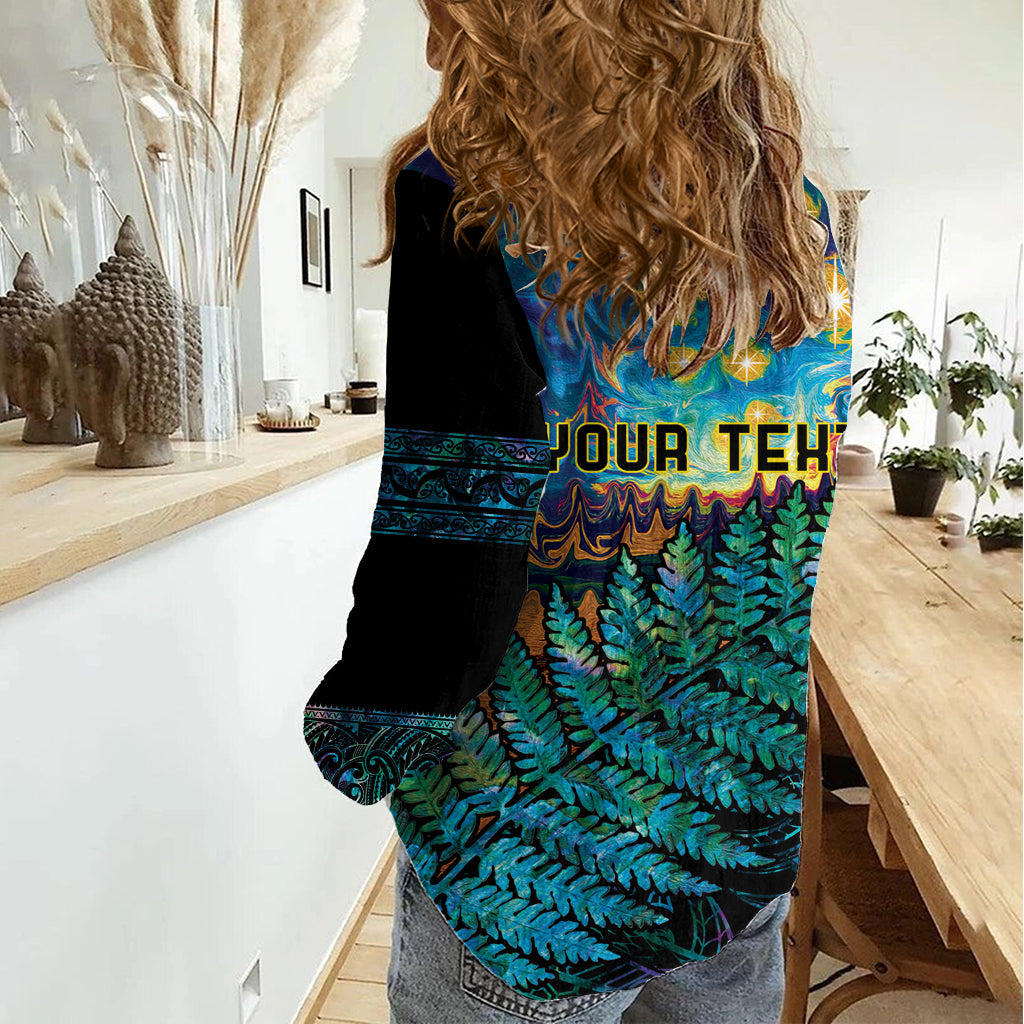 Matariki Te Tau Hou Maori Damen Freizeithemd Neuseeland Silberfarn Nacht Sternenhimmel LT9