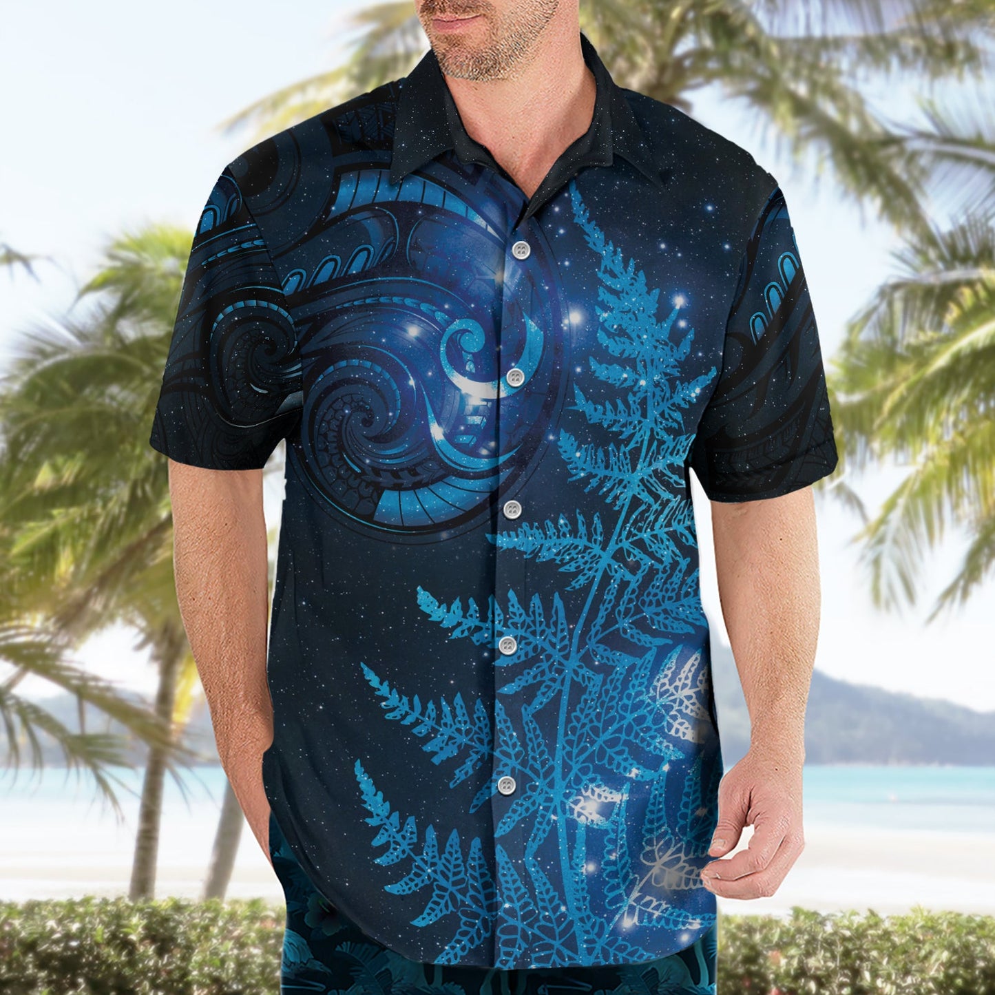 Neuseeland Matariki Hawaiihemd Blau Milchstraße Sterne Nachthimmel LT9