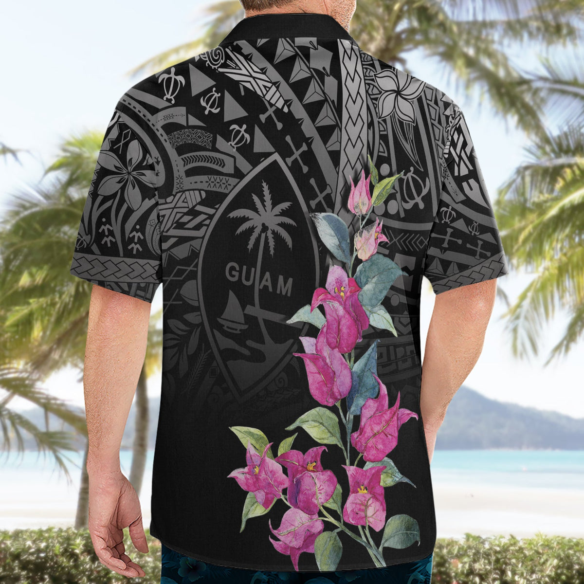 Guahan Puti Tai Nobiu Hawaiihemd Guam Bougainvillea Blumenkunst LT9