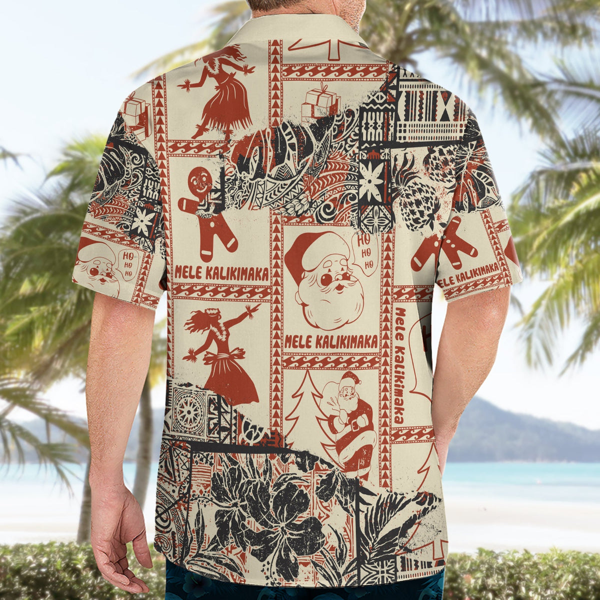 Aloha Hawaii Weihnachten Hawaiihemd Mele Kalikimaka Tapa Tribal Retro Style LT9