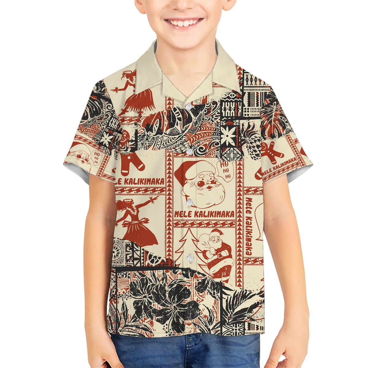 Aloha Hawaii Weihnachten Hawaiihemd Mele Kalikimaka Tapa Tribal Retro Style LT9