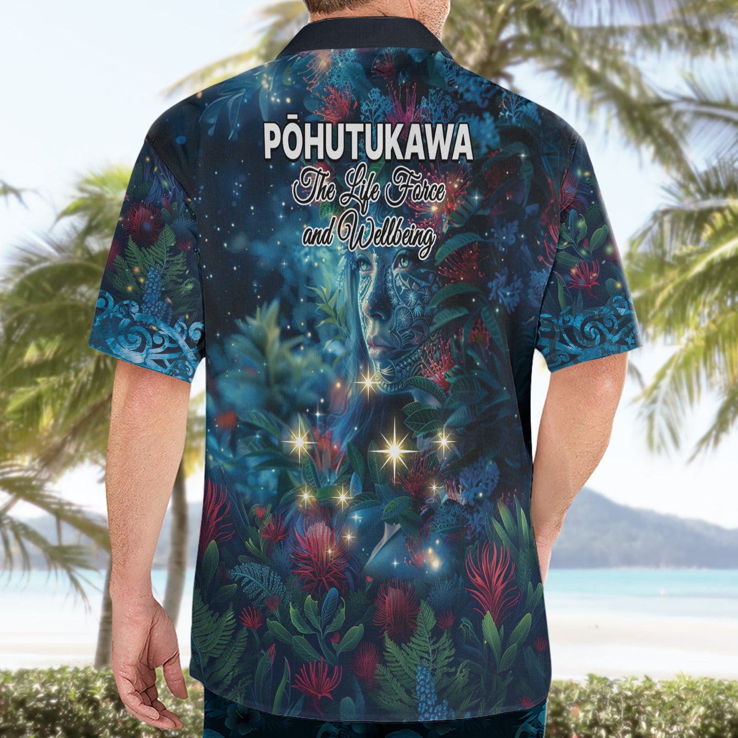 Neuseeland Matariki Pohutukawa Hawaiihemd Te Mauri te Ora LT9