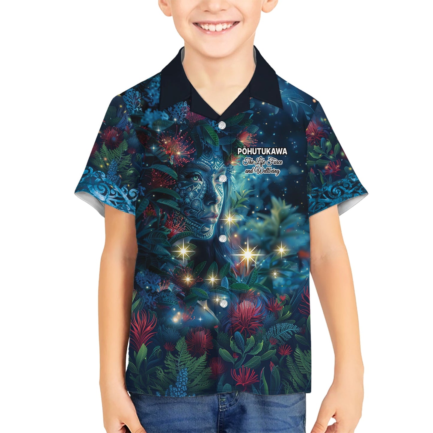 Neuseeland Matariki Pohutukawa Hawaiihemd Te Mauri te Ora LT9