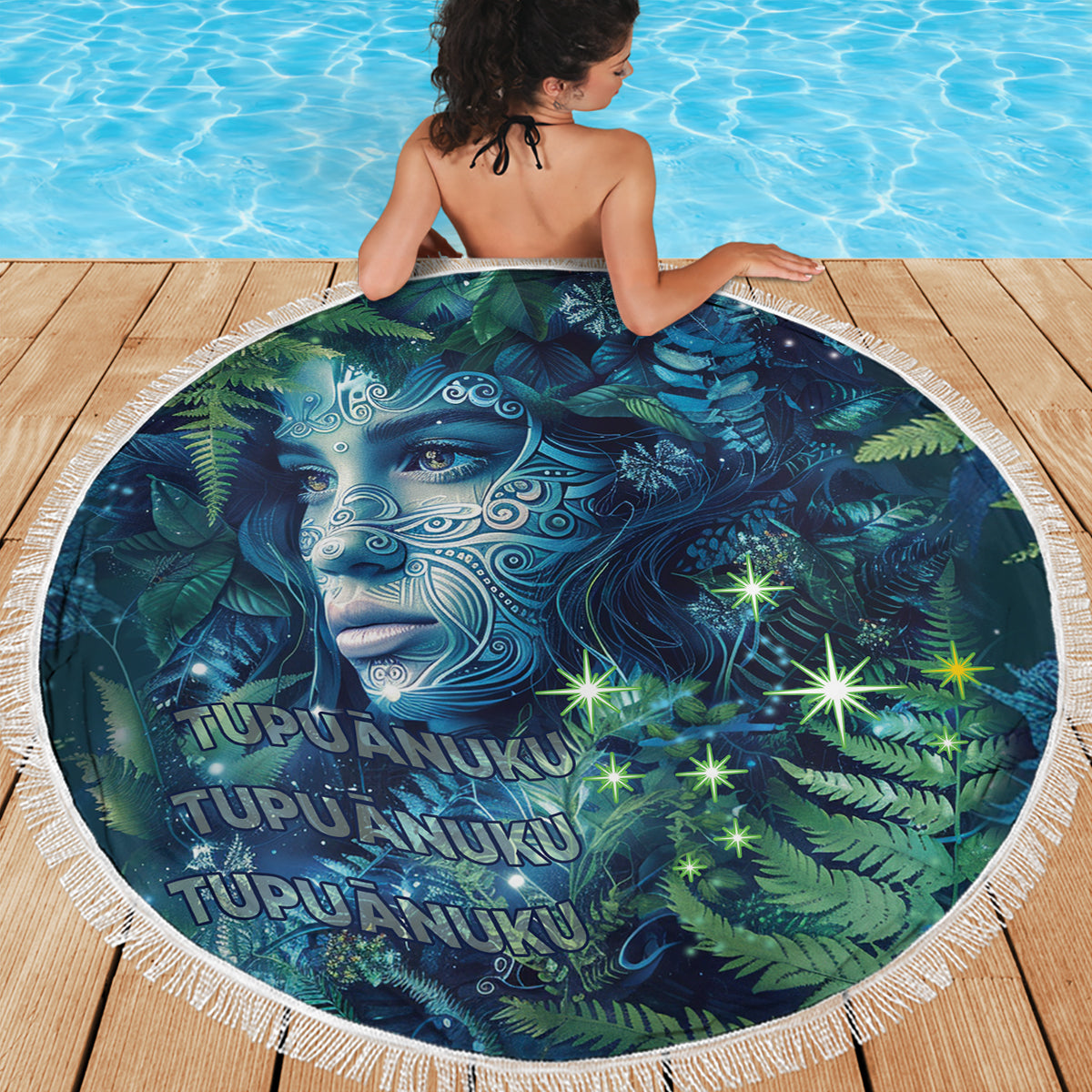 Polynesia Paisley Stranddecke Mix Teal Polynesianisches Muster LT05