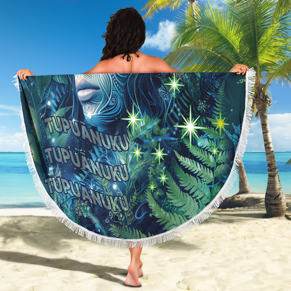 Polynesia Paisley Stranddecke Mix Teal Polynesianisches Muster LT05
