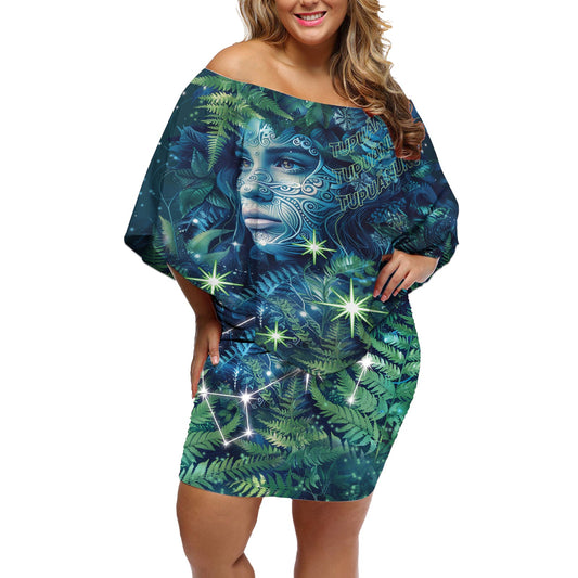 New Zealand Matariki Tupuanuku Off Shoulder Short Dress Te W� o te Hauhake