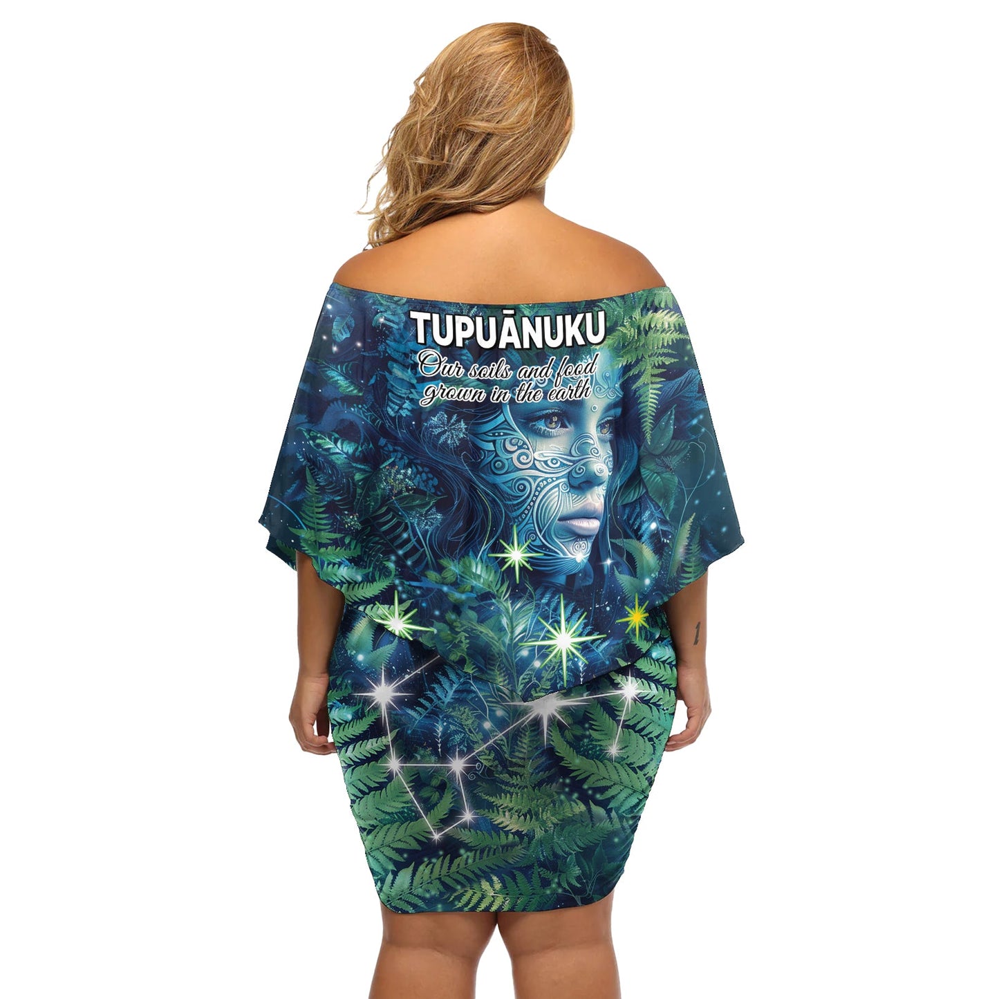 Neuseeland Matariki Tupuanuku Off Shoulder Kurzes Kleider blumen Te W o te Hauhake LT9