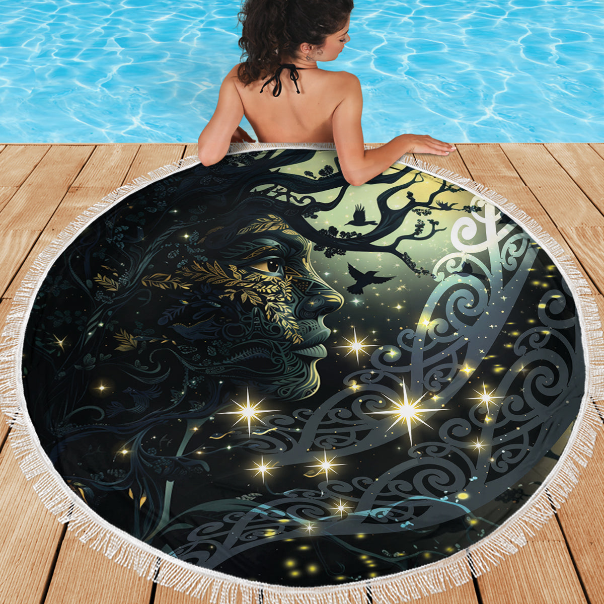 Polynesia Paisley Stranddecke Mix Weiß Polynesianisches Muster LT05