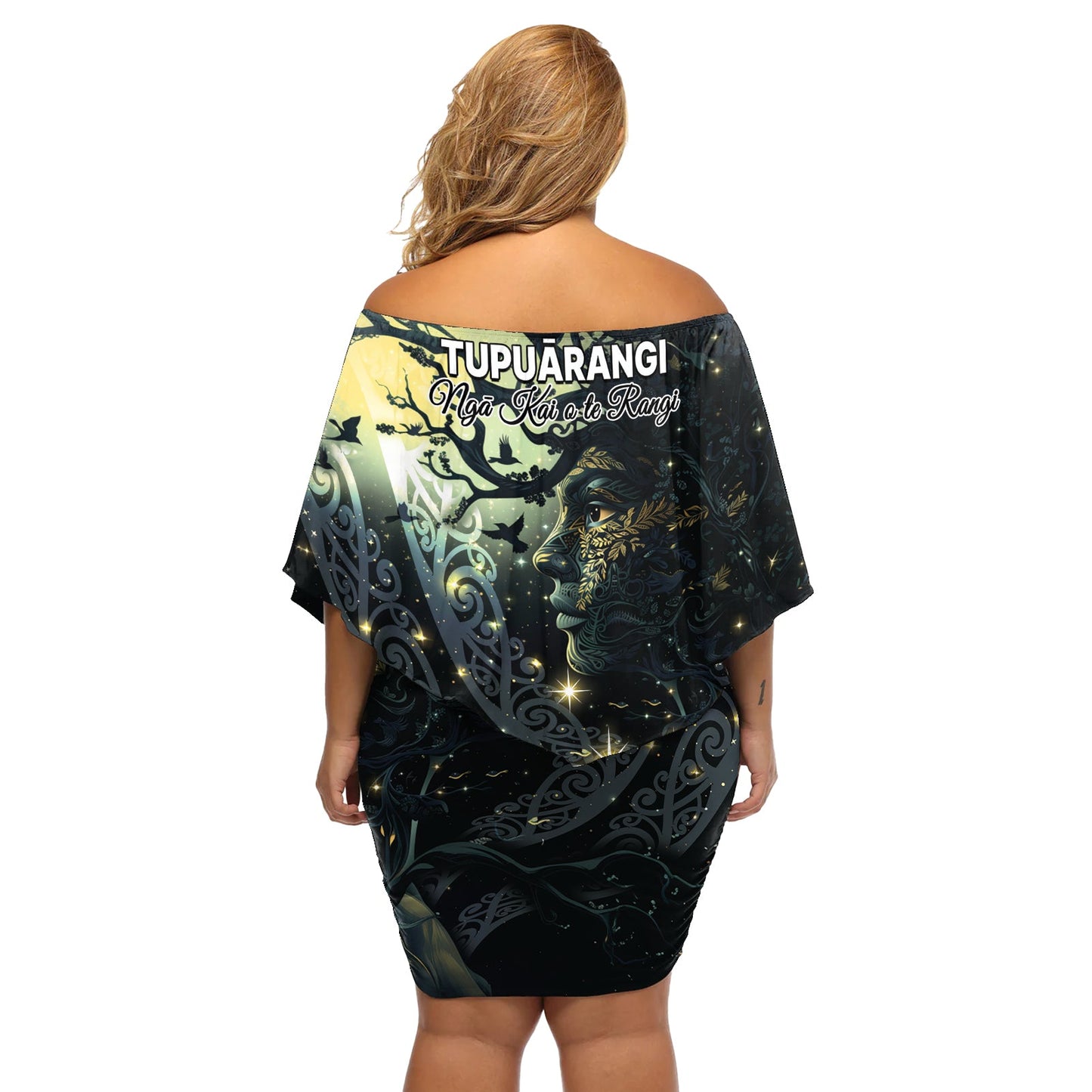 Neuseeland Matariki Tupuarangi Off Shoulder Kurzes Kleider blumen Ng Kai o te Rangi LT9