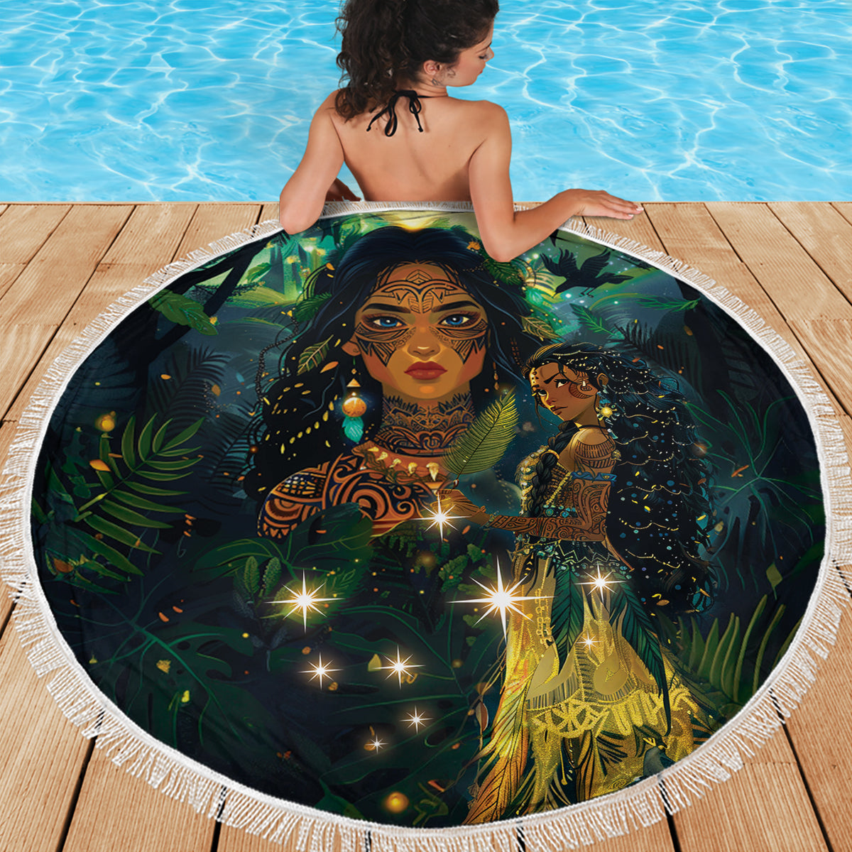 Polynesia Paisley Stranddecke Mix Blau Polynesianisches Muster LT05