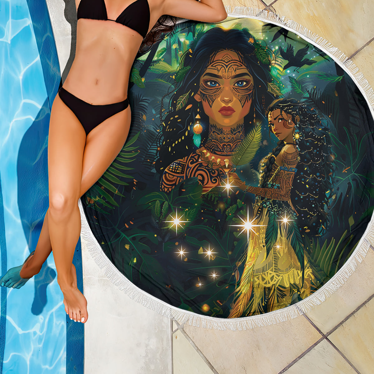 Polynesia Paisley Stranddecke Mix Blau Polynesianisches Muster LT05