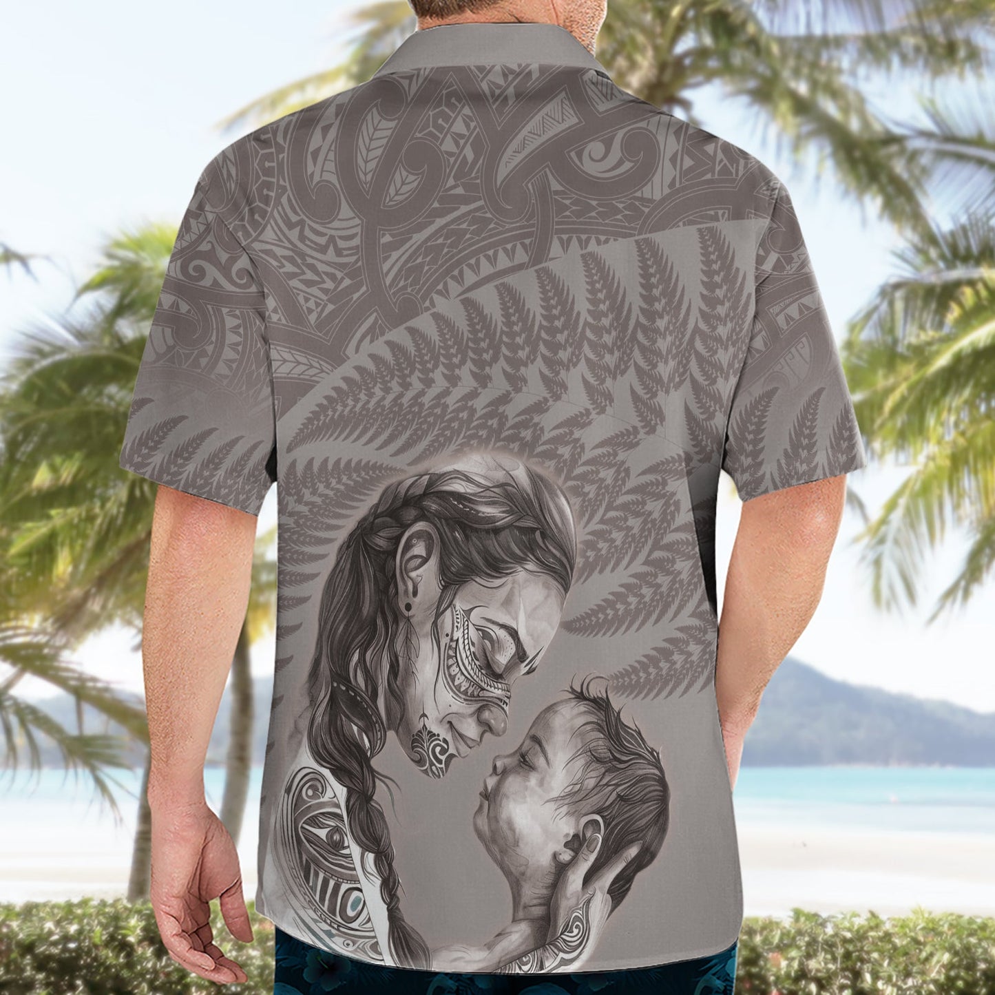 Neuseeländisches Muttertag Hawaiihemd Maori Mo Toku Mama Silver Fern LT9