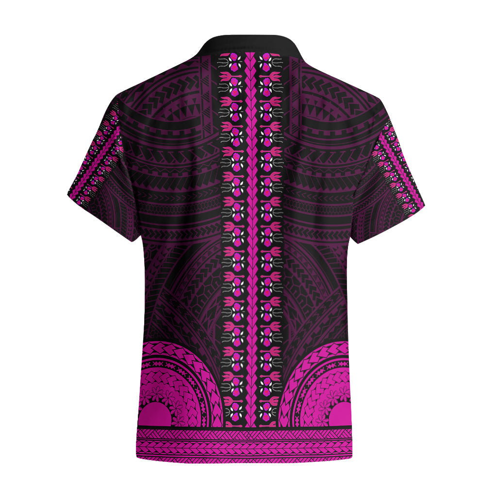 Afrikanisches Dashiki-Hawaii-Hemd mit polynesischem Muster - Rosa LT9